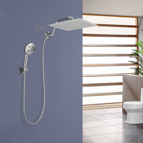 TOPCRAFT 12Inch Slim Rainfall Top Spray Shower Head With Handheld